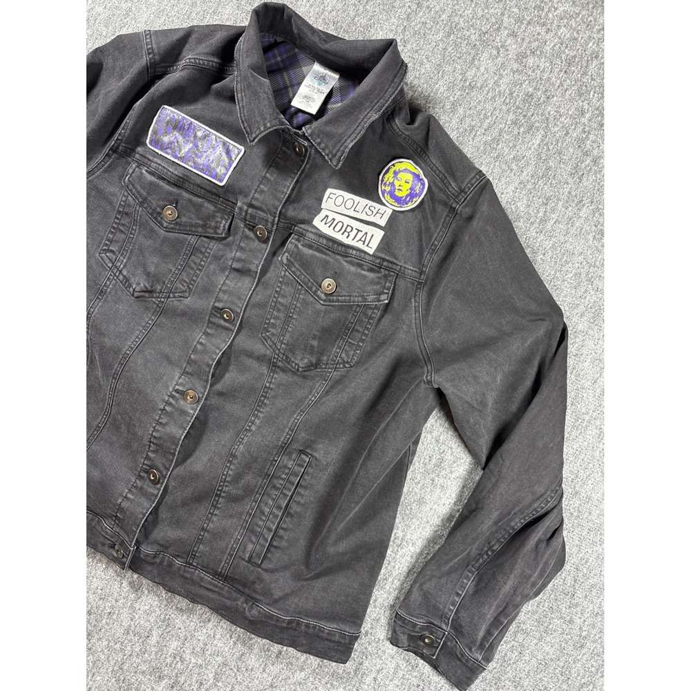 Disney Haunted Mansion Madame Leota Black Denim Jacket Foolish Mortal Mens 1X - Picture 4 of 10